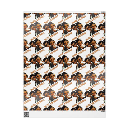 Trendy Happy Birthday African American Wrapping Paper