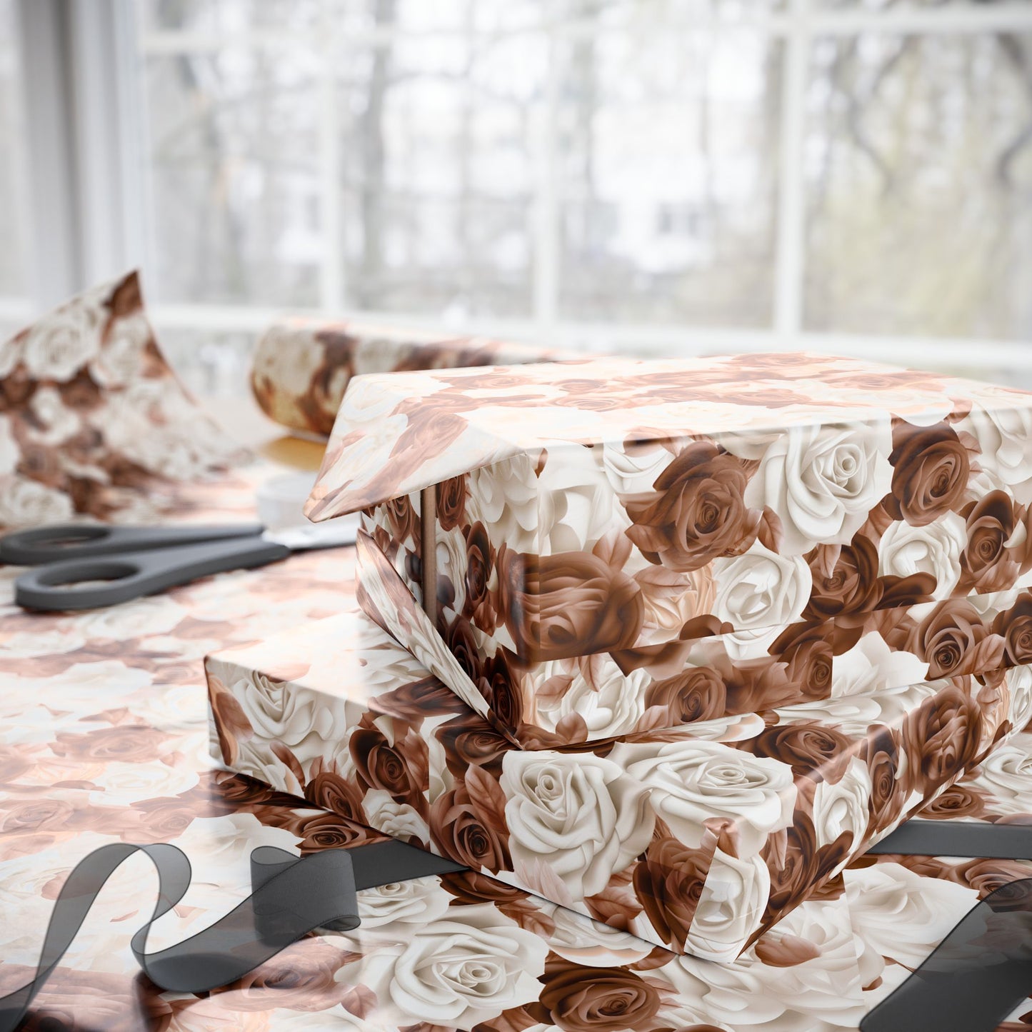 Romantic Valentine’s Day Wrapping Paper with Elegant Roses