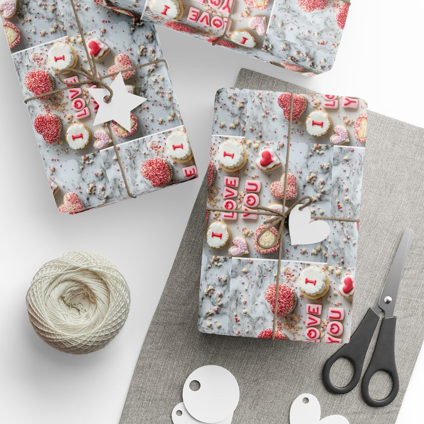 Playful Valentine’s Gift Wrap Paper with Cupcakes and Hearts