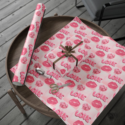 Bubble Heart Love & Lips - Gift Wrapping Paper