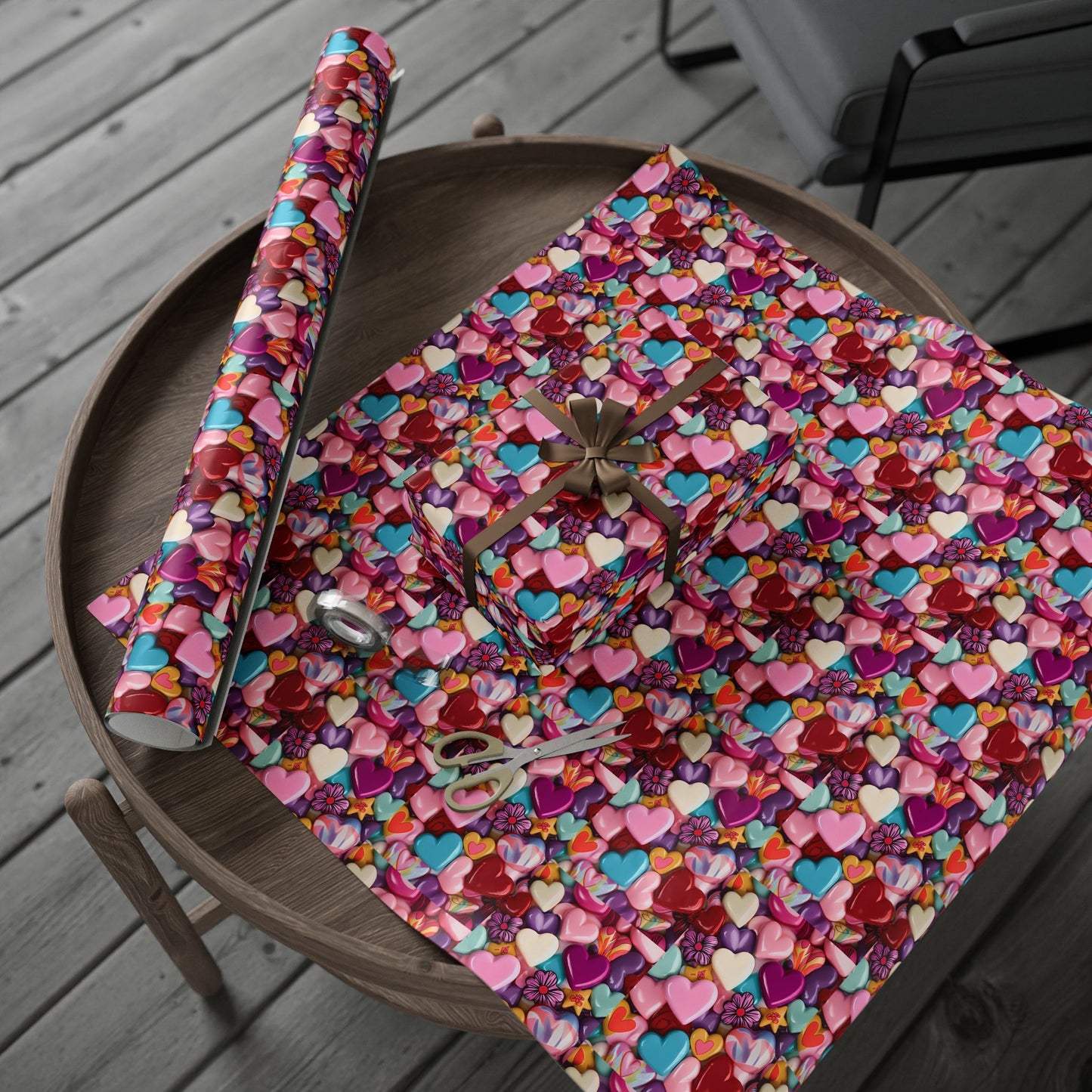 Colorful Heart-Themed Wrapping Paper – Perfect for Valentine’s Day