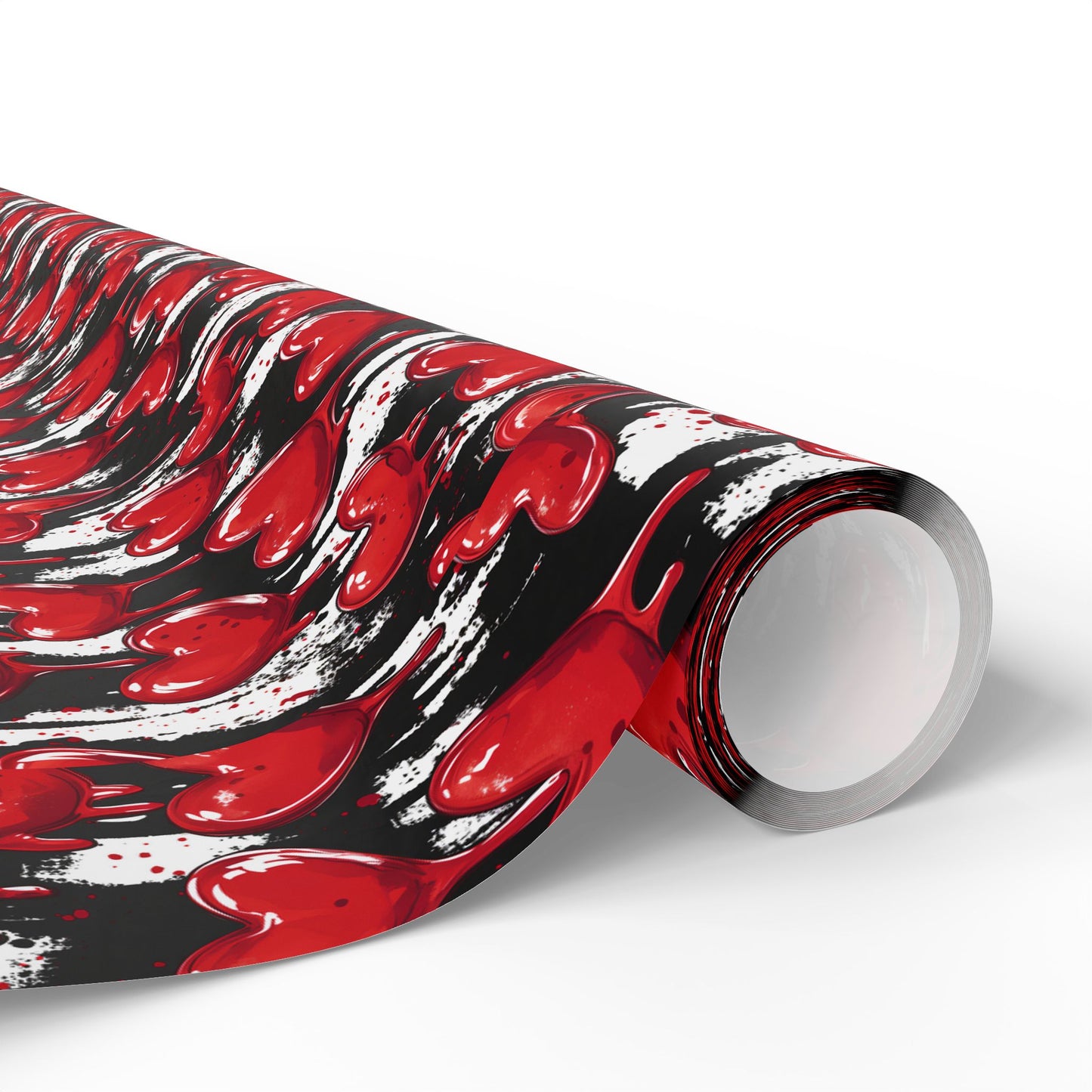 Edgy Valentine's Wrapping Paper with Dripping Red Hearts and Bold Patterns