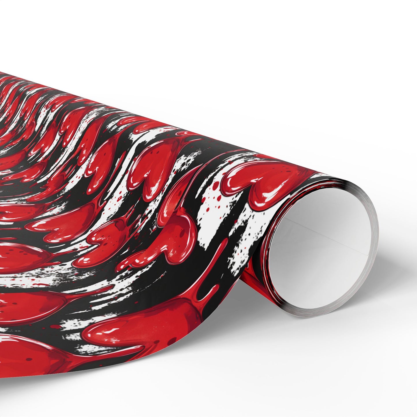 Edgy Valentine's Wrapping Paper with Dripping Red Hearts and Bold Patterns