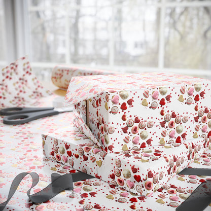 Romantic Valentine's Wrapping Paper with Cupcake and Heart Designs