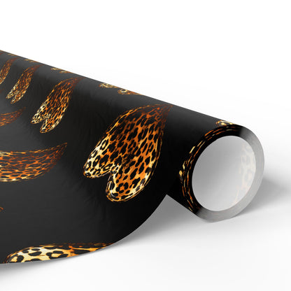 Bold Leopard Print Valentine’s Wrapping Paper with Heart Design