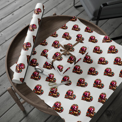 Playful Valentine’s Wrapping Paper with Candy Heart Design