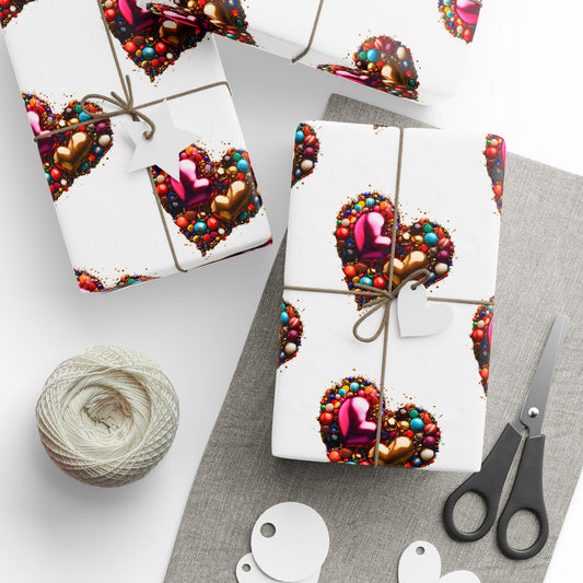 Playful Valentine’s Wrapping Paper with Candy Heart Design