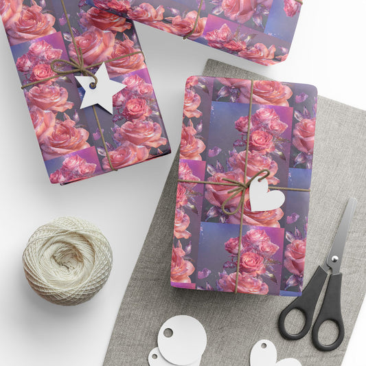 Sparkling Pink Roses Valentine’s Gift Wrapping Paper