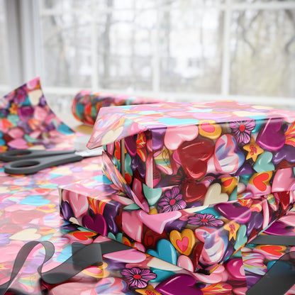 Colorful Heart-Themed Wrapping Paper – Perfect for Valentine’s Day