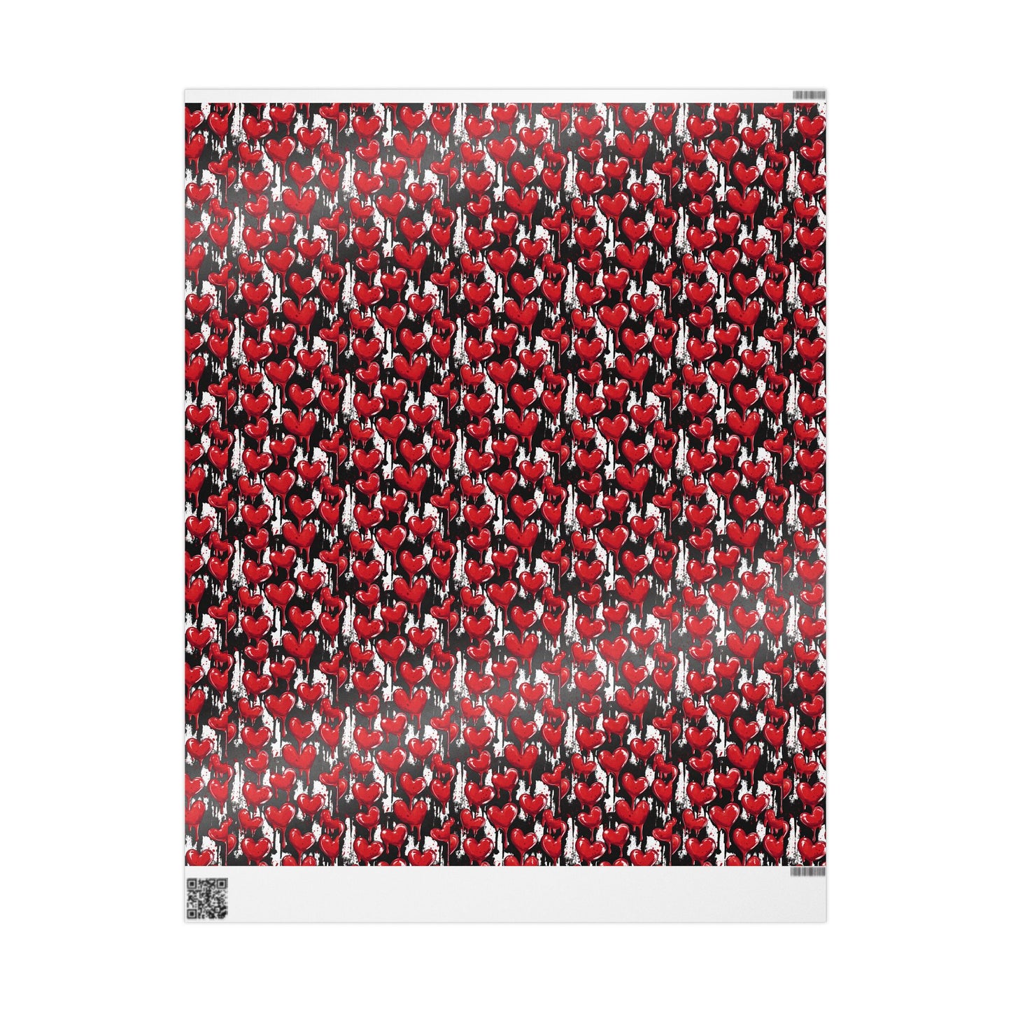 Edgy Valentine's Wrapping Paper with Dripping Red Hearts and Bold Patterns