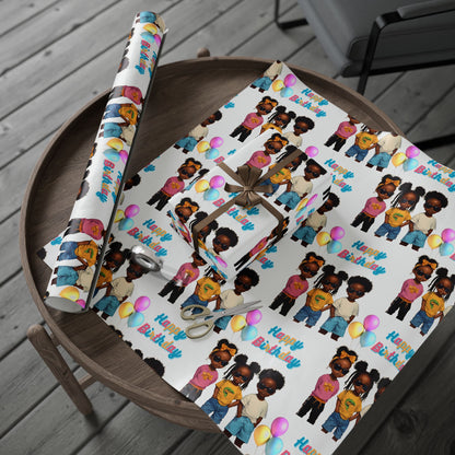 Trendy African American Kids Gift Wrapping Paper