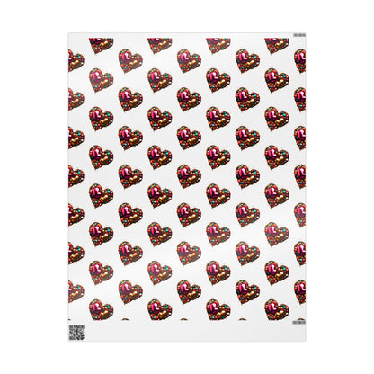 Playful Valentine’s Wrapping Paper with Candy Heart Design