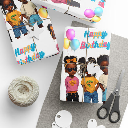 Trendy African American Kids Gift Wrapping Paper