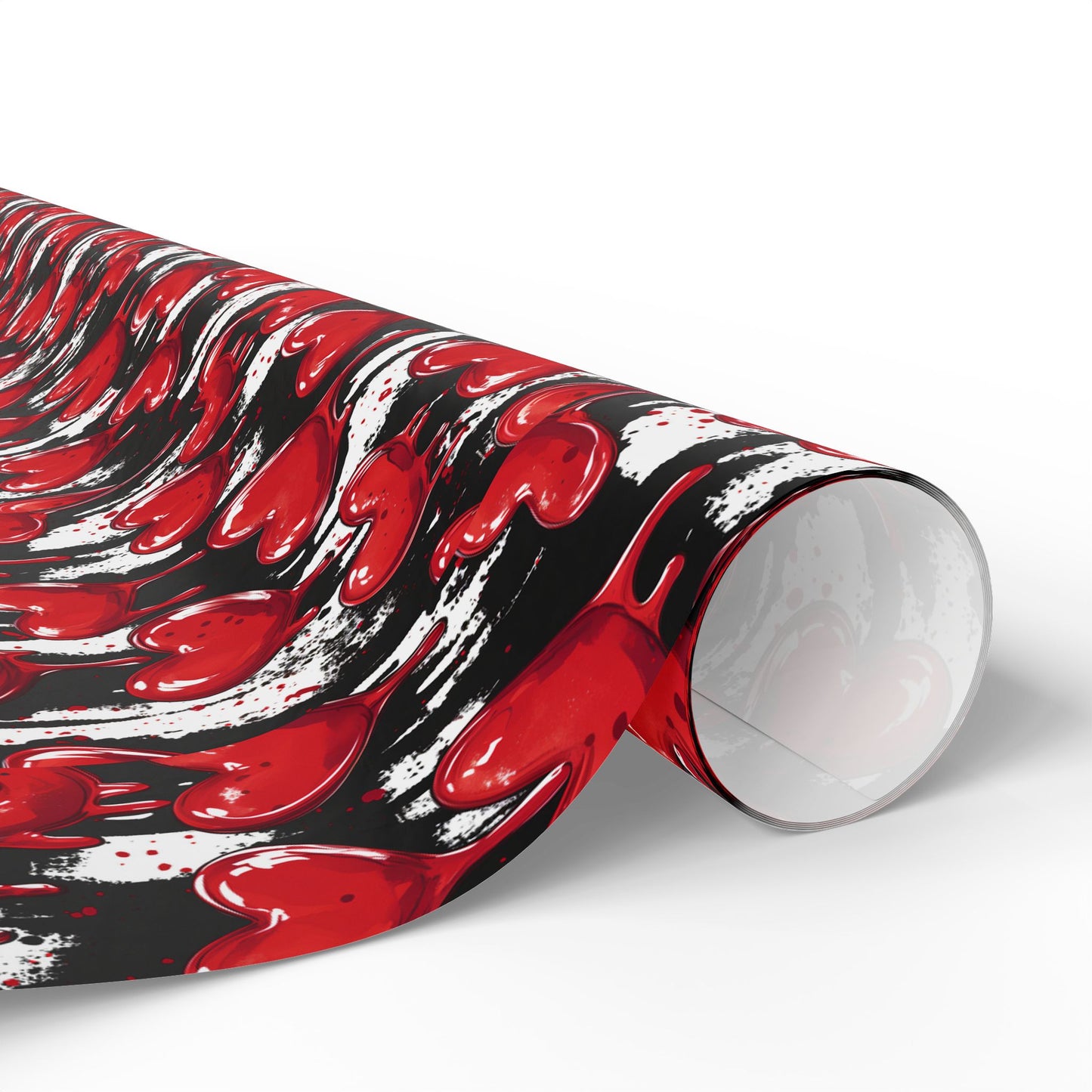 Edgy Valentine's Wrapping Paper with Dripping Red Hearts and Bold Patterns