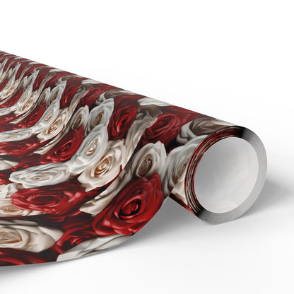 Romantic Red and White Roses Valentine’s Wrapping Paper