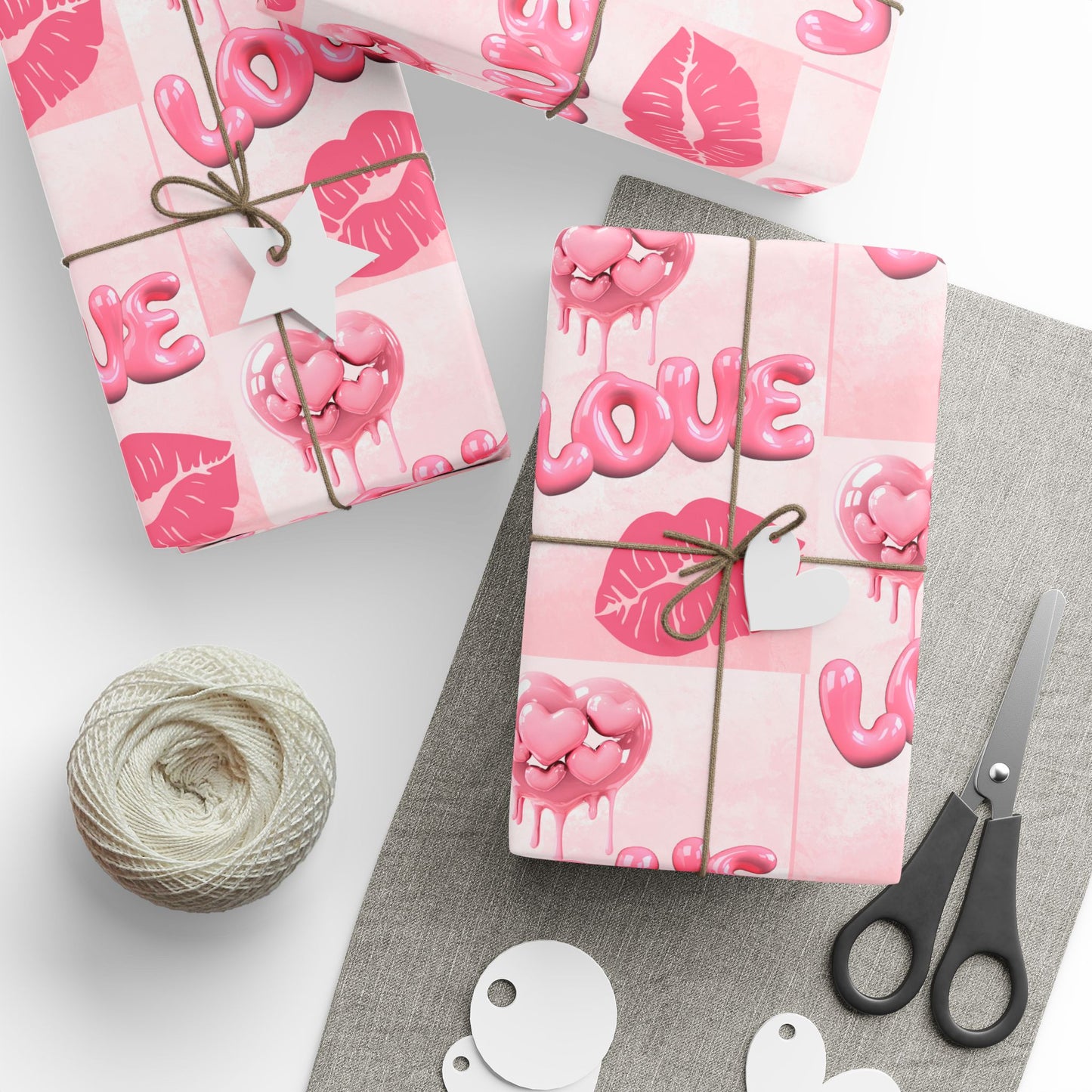 Bubble Heart Love & Lips - Gift Wrapping Paper