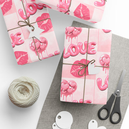 Bubble Heart Love & Lips - Gift Wrapping Paper