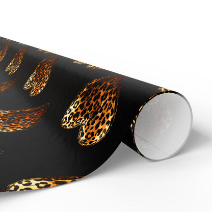 Bold Leopard Print Valentine’s Wrapping Paper with Heart Design